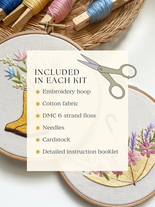 April Showers Bring May Flowers Embroidery Kit Bundle