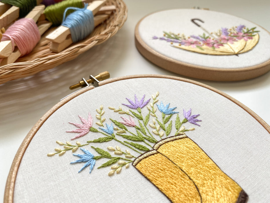 April Showers Bring May Flowers Embroidery Pattern Bundle (PDF Download Only)