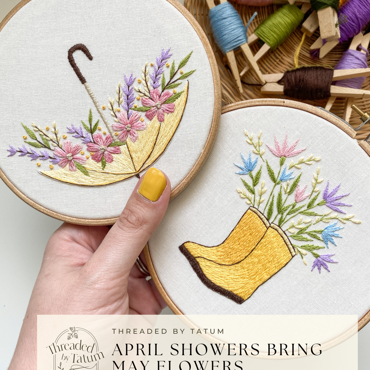 april flowers embroidery kit – cozyblue
