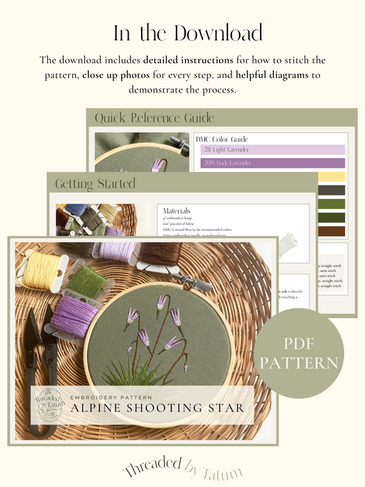 Alpine Shooting Star Embroidery Pattern (PDF Download Only)