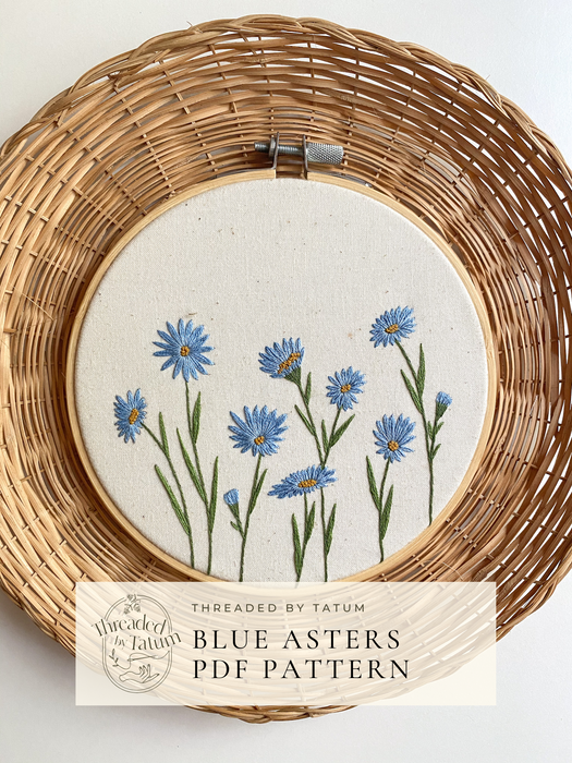 Blue Asters Embroidery Pattern (PDF Download Only)