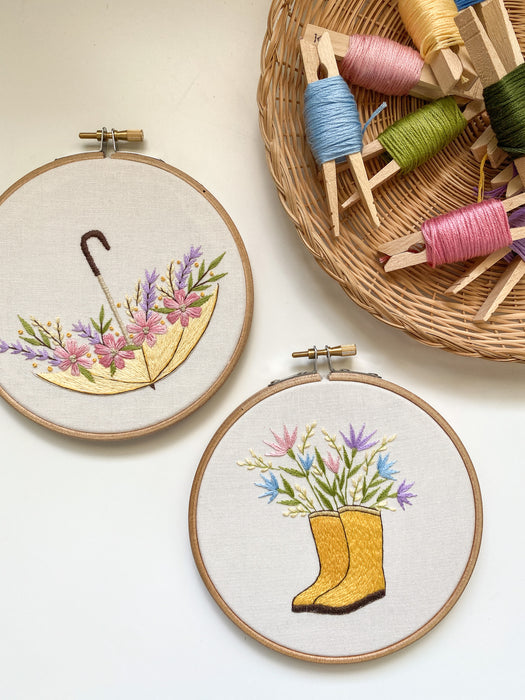 April Showers Bring May Flowers Embroidery Pattern Bundle (PDF Download Only)