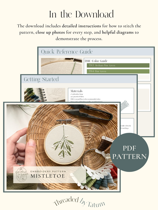 Mistletoe Embroidery Pattern (PDF Download Only)